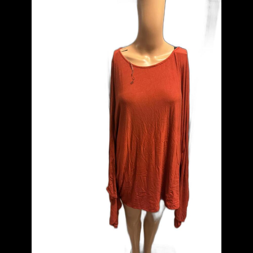Jessica London Chic Oversized Long Sleeve Top and Maxi Skirt in Rust 2X-3X